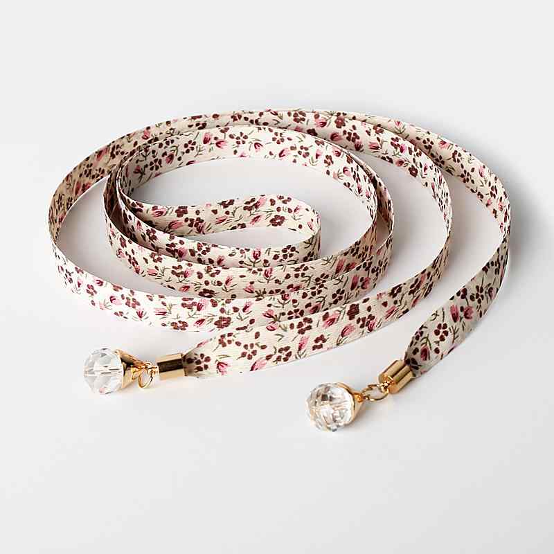 ベルト レディース おしゃれ 花柄 スカート 薄く 布 ストリップ 装飾 ウエスト チェーン カジュアル 結び目 布 小さめ ネクタイ アクセサリー ファッション