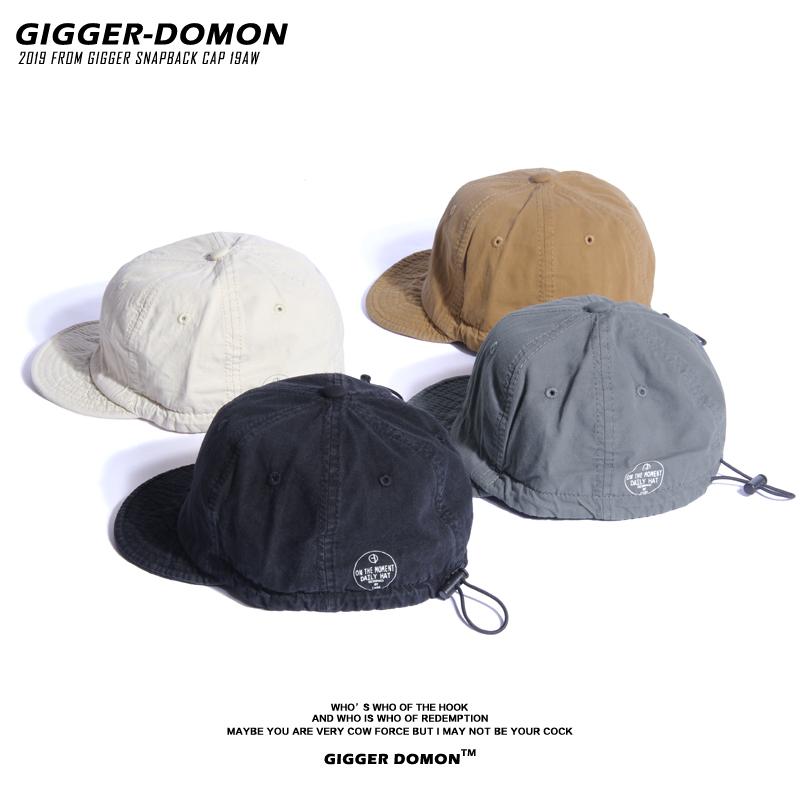 Hats - キャップ アメリカ 洗浄済み 短ツバ ピークキャップ 和風 ソフト 黒 巾着 ワークウェア 上げツバ 野球 オールシーズン