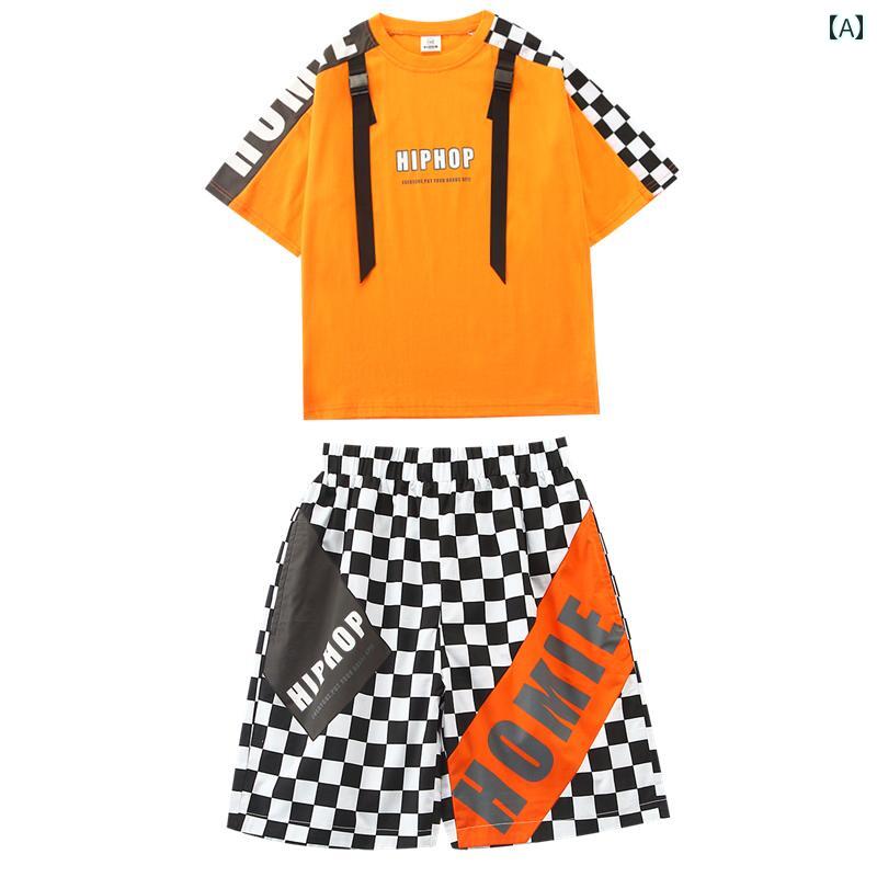キッズ ストリート ファッション セットアップ 子供服 ヒップ ホップ クール ダン...
