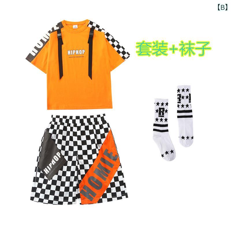 キッズ ストリート ファッション セットアップ 子供服 ヒップ ホップ クール ダン...