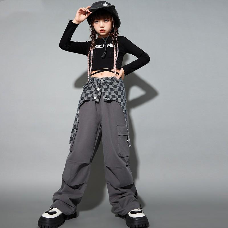 キッズ ストリート ファッション セットアップ 子供服 ヒップ ホップ クール ダンス パフォーマンス カ..