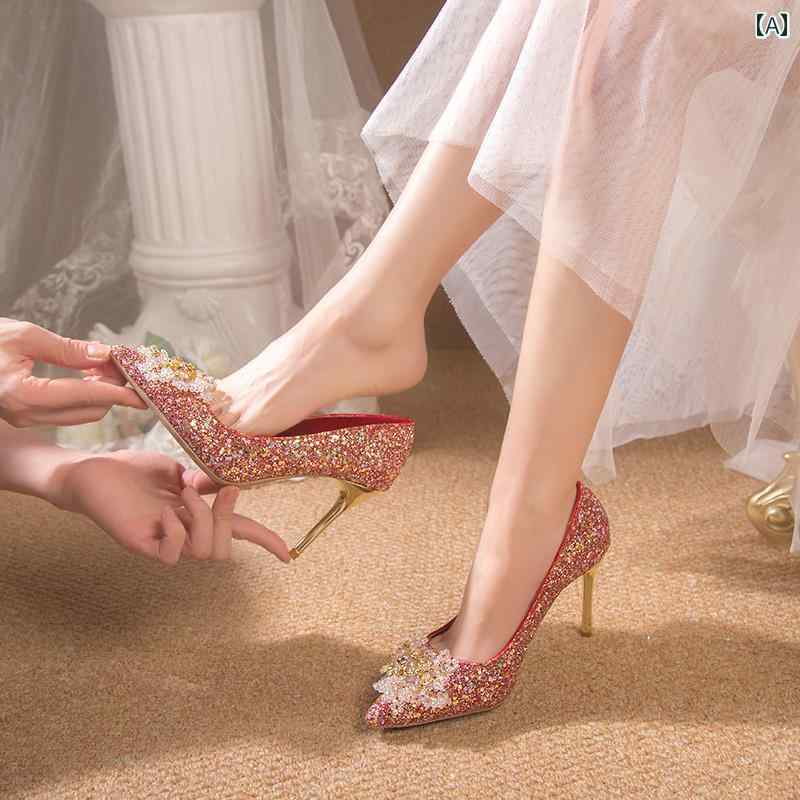 パンプス レディース シューズ オールシーズン グラデーション ハイヒール ポインテッドトゥ ウェディ..