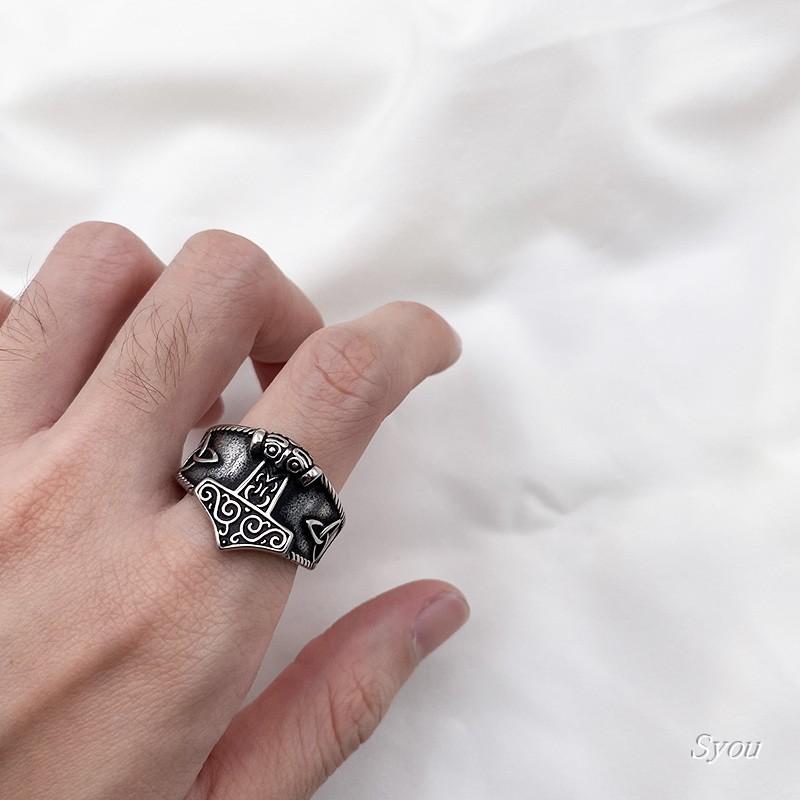 指輪 バイキング トーテム アメリカ レトロ チタン鋼 リング パンク ロック メンズ ダーク アクセサリー ファッション ジュエリー