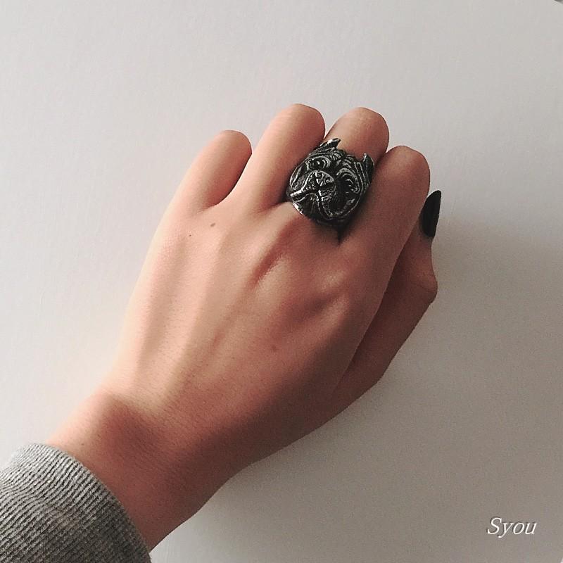指輪 ショウ ブルドッグ ドッグ ジュエリー リング チタン鋼 小 動物 メンズ レディース ロック 個性 欧米 ハイエンド パンク アクセサリー ファッション