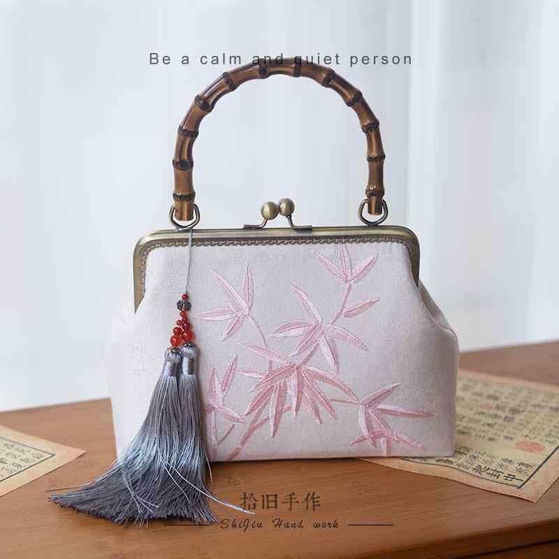 ハンドバッグ おしゃれ 梅 蘭 竹 菊 刺繍 チャイナ風 チャイナ ドレス ママ バッグ 母の日 ギフト ファ..