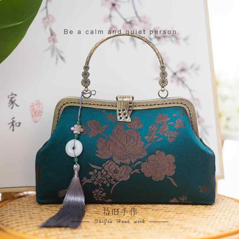 VANESSA BRUNO - ハンドバッグ レディース レトロ サテン ハンドヘルド クロス ボディ 中国 チャイナ ドレス レディース バッグ ママ ギフト