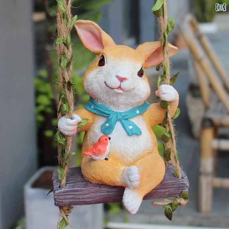 ガーデニング オーナメント かわいい 読書 スイング ペンダント 動物 幼稚園 庭 中庭 バルコニー ツリー 装飾 装飾品 3