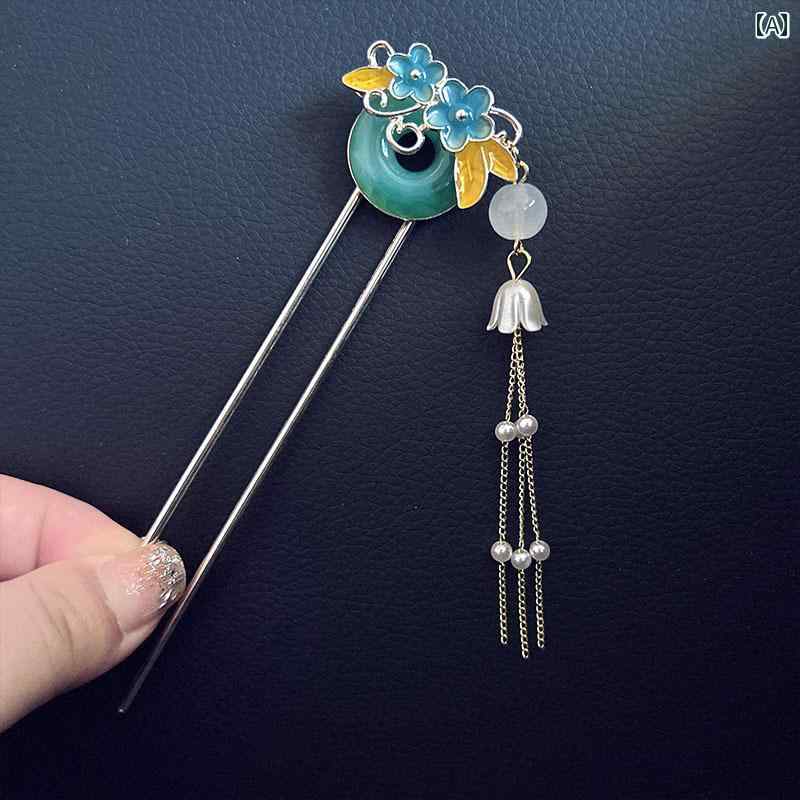 かんざし おしゃれ アクセサリー オールシーズン アンティークフラワー ピース バックル タッセル ヘアピン レトロ レディース