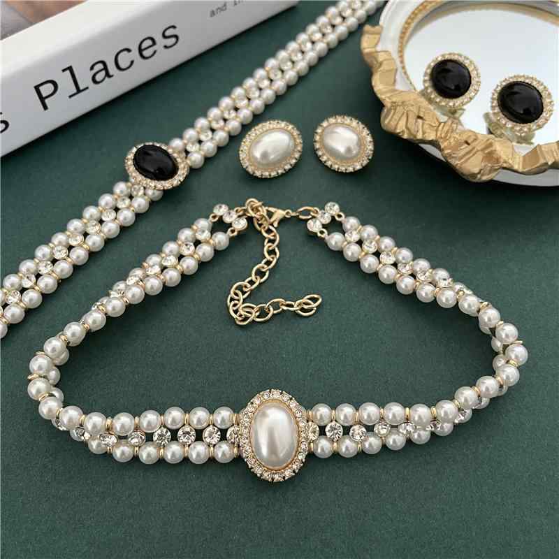 アクセサリー ピアス イヤリング ネックレス ペンダント レトロ エレガント パール レディース おしゃれ シンプル 上品 ラインストーン フレンチ