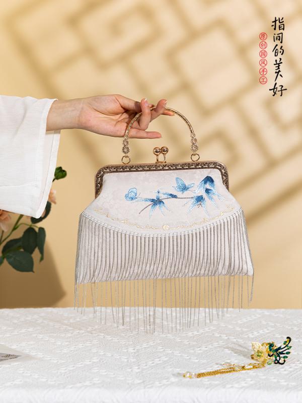 핸드백 여성 복고풍 프랑스 가방 진주 체인 중국 가방 파티 한복 가방 여성 가방 새틴 패션