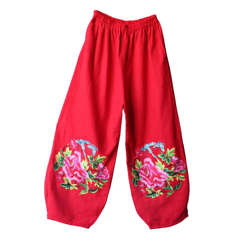 ズボン 民芸品 パンツ 刺繍 装飾品 ワイドレッグ エスニック 深い股 ストレッチ ダンス 小物 アンティーク レトロ レトロ