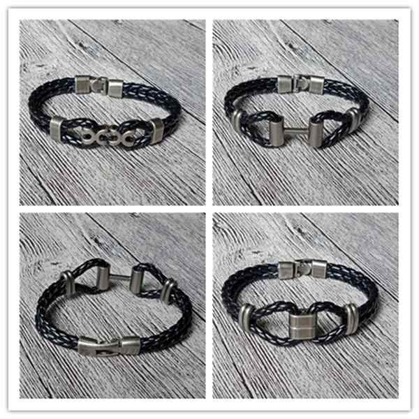 ブレスレット メンズ 編み込み レザー ロープ ブレスレット 韓国 チタン スチール 学生 シンプル ジュエリー アクセサリー ファッション