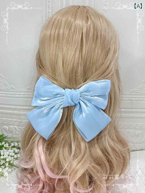 Garments - ヘアピン ヘアクリップ リボン 特大 サテン ヘアアクセサリー 激かわいい ロリータ ゴスロリ 地雷 甘ロリ JK レディース ファッションアイテム