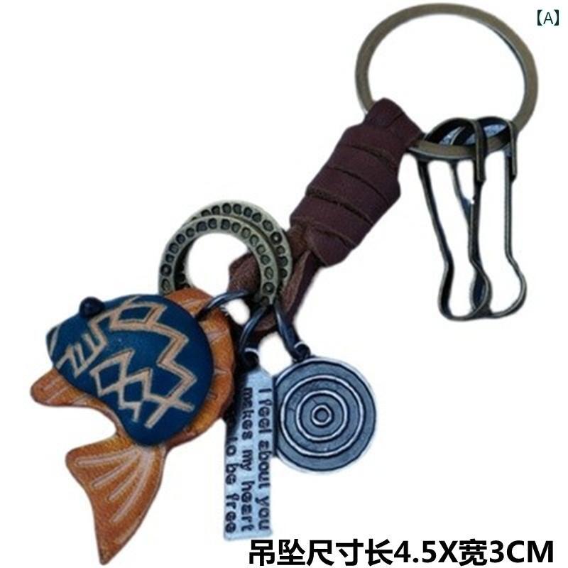 ペンダント アクセサリー レトロ エスニック 合金 木魚 キー チェーン ネックレス 車 メンズ レディー..