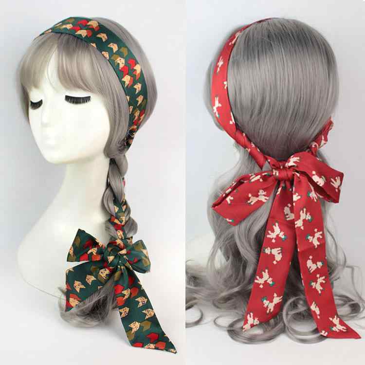 エクストラ ロング サテン シフォン 編み込み ヘア リボン ヘッド バンド ボヘミアン レディース スカーフ スカーフ ボウ ヘッド スカーフ