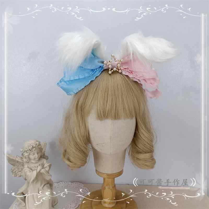 かわいい ウサギ 耳 カチューシャ カチューシャ おもしろ ピンク ブルー 獣耳 ヘアピン リボン ヘア アクセサリー