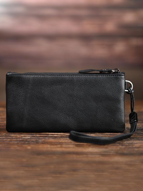 Clothing Accessories (Caps, Ties, Belts) - バッグ 牛革 クラッチバッグ シンプル 携帯電話 収納 バッグ レザー 薄手 ハンドバッグ ロング ジッパーウォレット 韓国