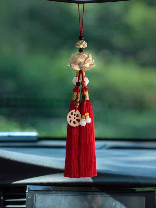 ペンダント レトロ 車 バックミラー ペンダント ツゲ 蓮 祈願 吉祥 車 インテリア ペンダント メンズ レディース タッセル カーアクセサリー
