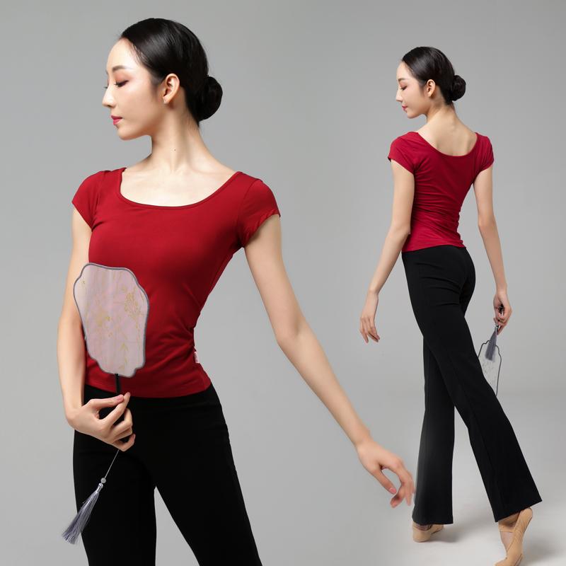 ダンス 練習服 スリムフィット 半袖 スクエアネック バレエ 大人 レディース 中国 トレーニング ダンス..