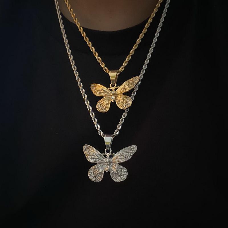 ネックレス かっこいい ゴールドメッキ バタフライ ネックレス ゴールド メッキ バタフライ ネックレス メンズ ヒップホップ レディース チェーン