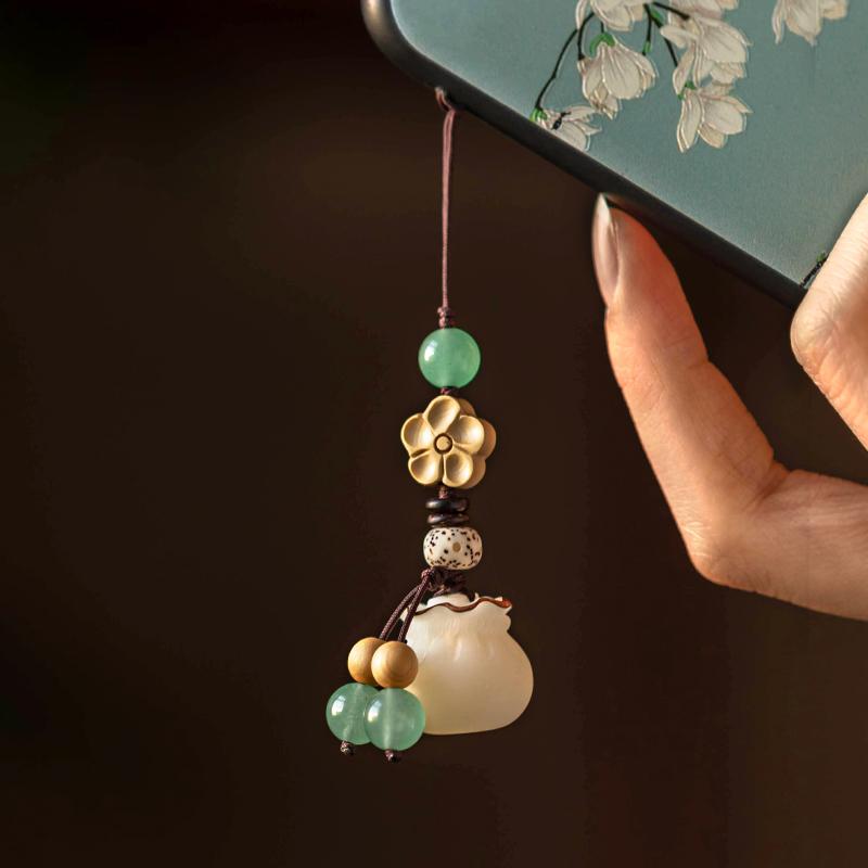 キーホルダー スマホ ストラップ 菩提 マネー バッグ 携帯電話 チェーン ペンダント カップル 祝福 ぶ..