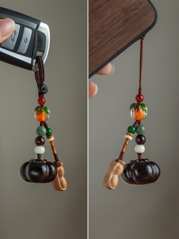 キーホルダー レトロ ストラップ アクセサリー 雑貨 縁起 装飾品 ペンダント サンダルウッド パーシモン ピーチウッド ピーナッツ セキュリティバッグ