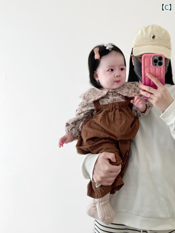 ベビー服 ブラウス オーバーオール セットアップ 暖かい 秋 かわいい キュート ホ...