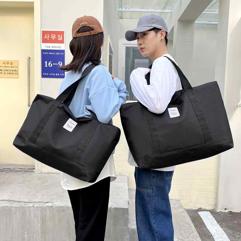 Tote Bag Type - 大容量 韓国 クロス ボディ カジュアル メンズ レディース ショルダートート バッグ オックスフォード ユニセックス オールシーズン ブラック