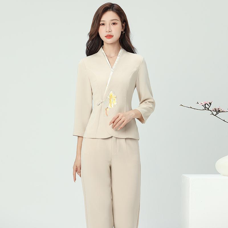 美容師 作業着 スーツ 秋 フェミニン 健康 エステシャン クラブ マッサージ スパ フットセラピー 技術..