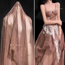 生地 幅 145cm 長さ 50cm カットクロス フェアリー シフォン 糸 パーマ ブラウン 半透明 スリップドレス ベース シャツ スカート 服 デザイナー クロス 生地