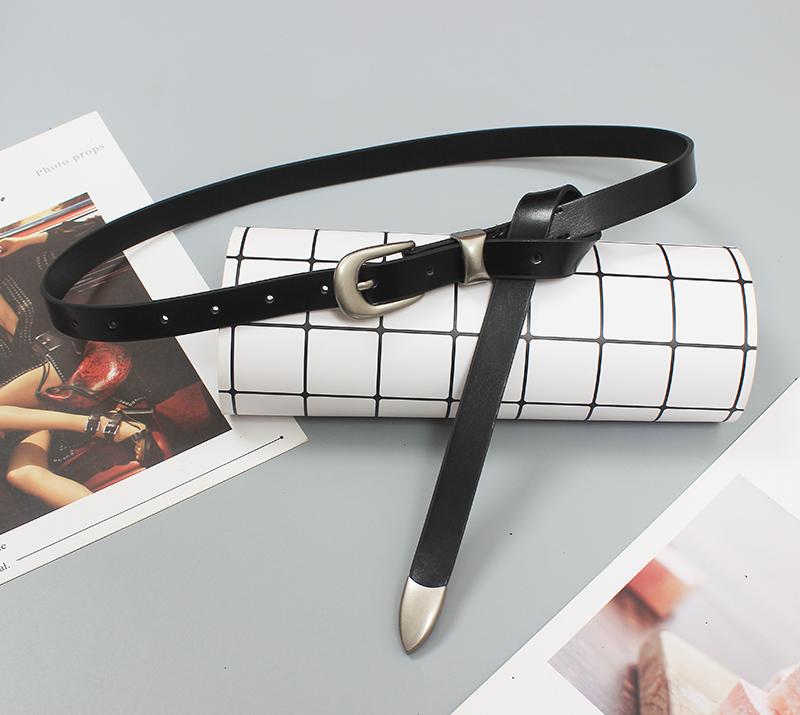 レディース 牛革 シルバーバックル テクスチャ 半円 つや消し マット シルバーバックル ベルト ガードル イン ファッション