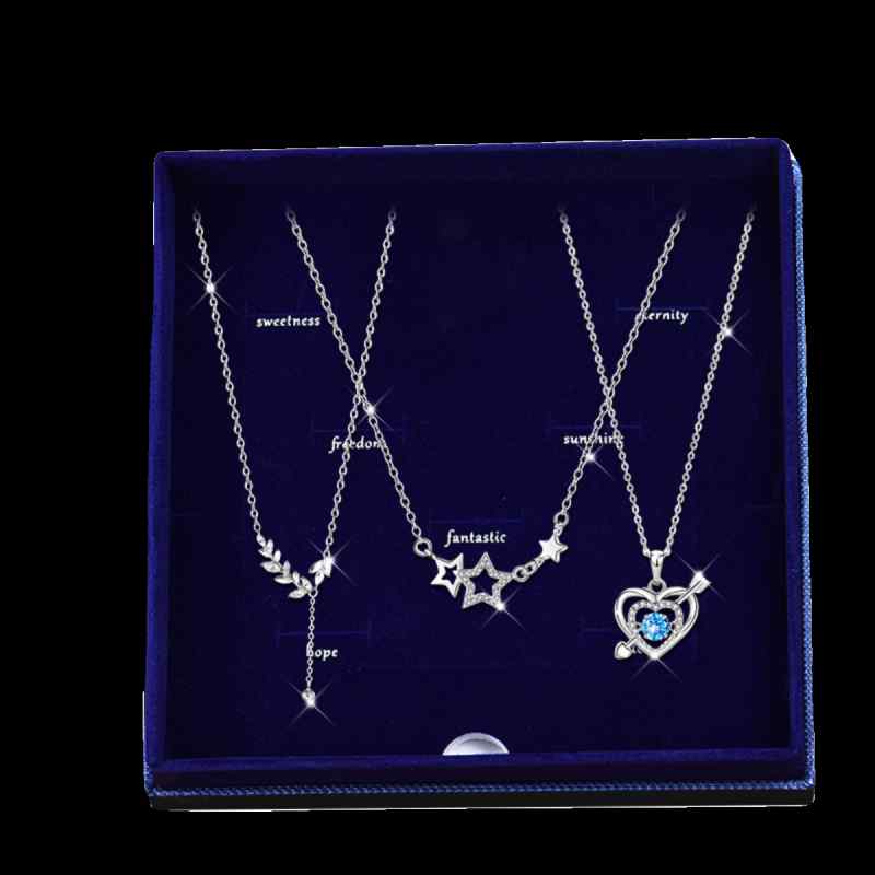 レディース ネックレス 鎖骨 チェーン 3点セット S925 スター リング シルバーペンダント 女の子 誕生日 プレゼント