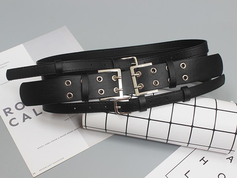 レディース フェイク レザーベルト モーター サイクル ダーク ブラック 頑丈 ジッパー 幅広 ウエスト バンド ヒップ ホップ ファッション