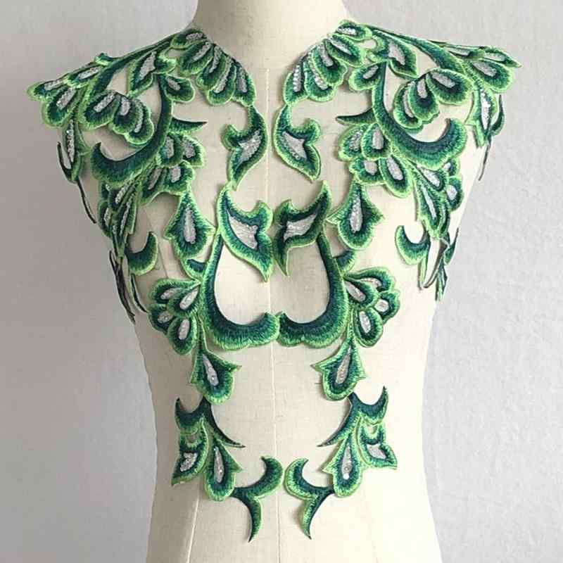 ワッペン アップリケ 手芸 ハンドクラフト 刺繍 おしゃれ グリーン フェニックス テール 雲 スパンコー..