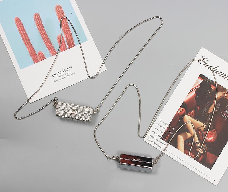 ミラー シルバー ミニ リップスティック バッグ レディース チェーン クロス ボディ ファッション アクセサリー 装飾品