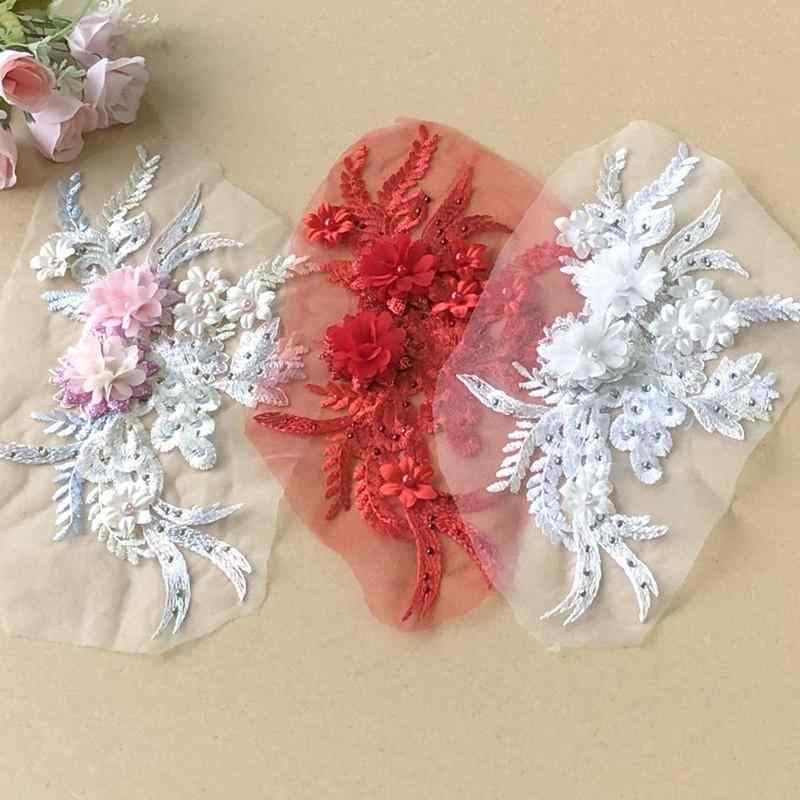 パッチ アップリケ 刺繍 布 ステッカー 立体 花 メッシュ ビーズ レース ドレス 装飾 衣装 衣装 アクセサリー 手縫い