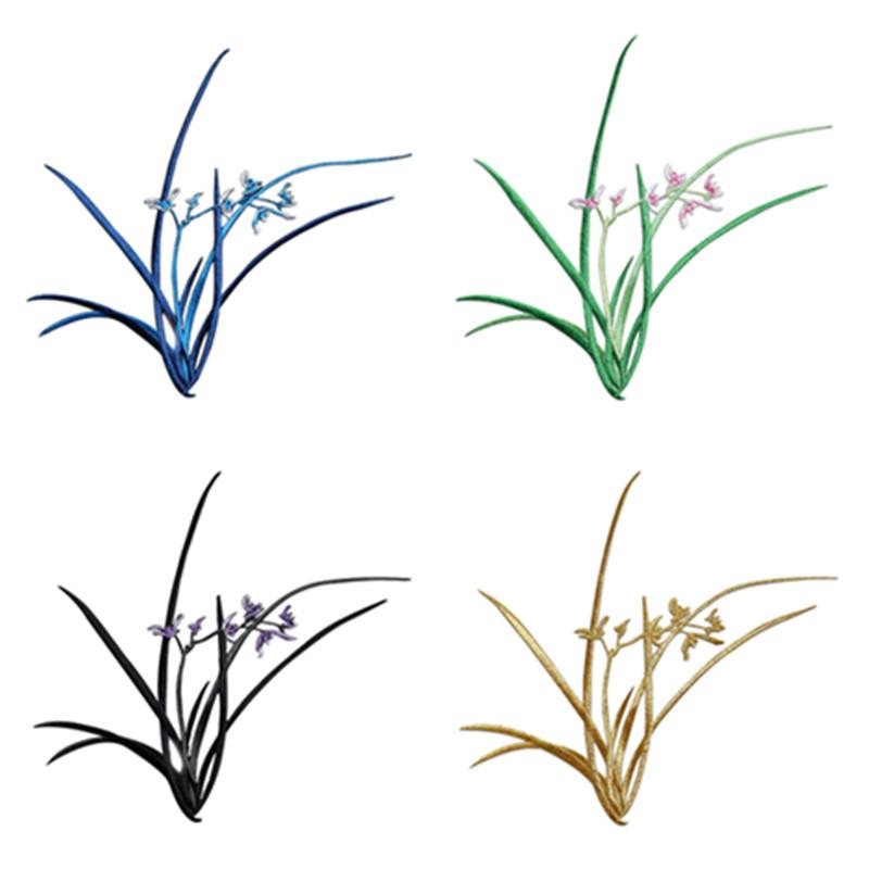 アップリケ パッチ 花 刺繍 布 粘着 裏地 服 チャイナ スカート 装飾 衣装 ゴールド シルバー 大きめ ..