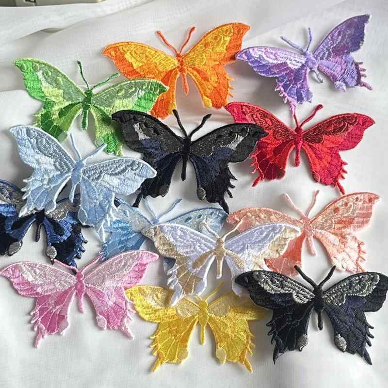 ワッペン アップリケ 手芸 ハンドクラフト 刺繍 おしゃれ 蝶 布 ステッカー パッチ 穴 柄 衣装 装飾 アクセサリー
