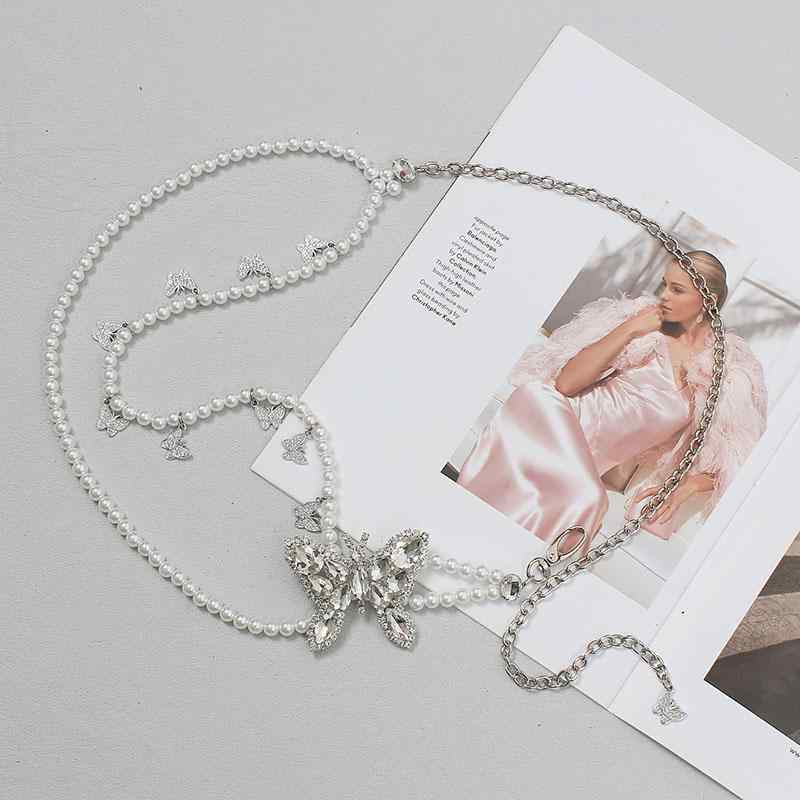 アメリカ 魅惑 蝶 ペンダント ラインストーン ウエスト チェーン アクセサリー ボディ チェーン レディ..