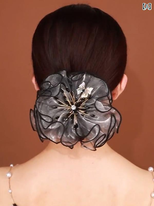 ヘア ゴムグリッパー プラチナ 蝶 生地 ファッション ヘアゴム レディース ヘア アクセサリー シュシュ..