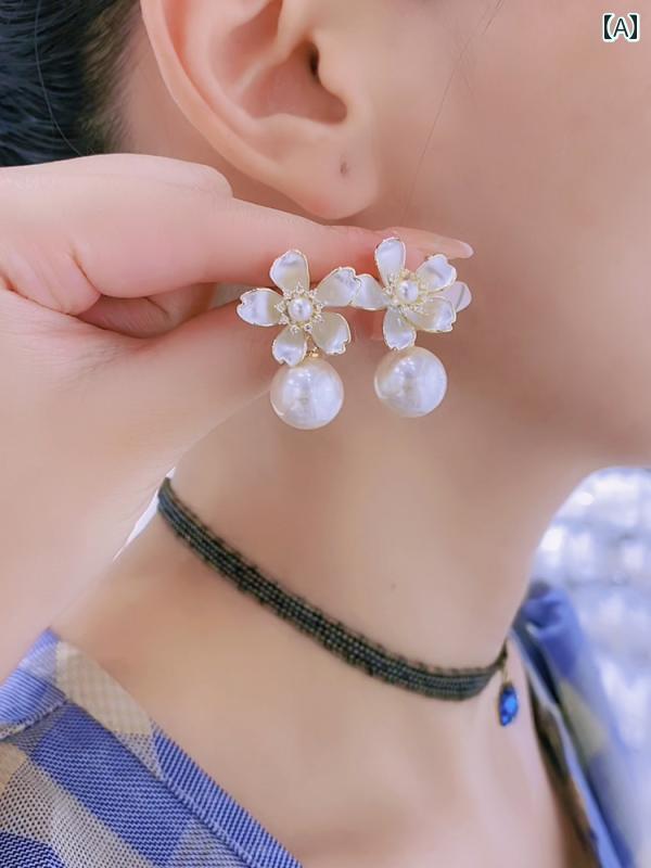 Other - ピアス 大人かわいい レディース アクセサリー ファッション パール風 シルバー イヤリング 合金 銀メッキ 金メッキ 人工宝石 ワンポイント