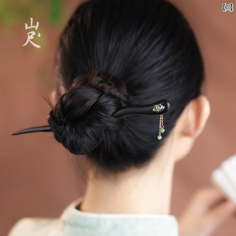 かんざし レディース ファッション ヘアアクセサリー 大人式 ヘアピン レトロ チャイナ風 蓮の花 ワンポイント(4.0)