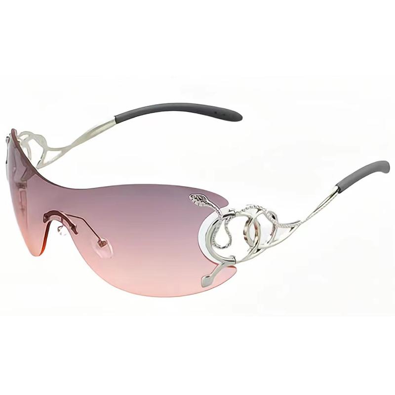 サングラス おしゃれ ユニーク ガール 紫 ピンク コブラ ワンピース ラージ フレーム サングラス 甘くて スパイシー 顔 小さめ ストリート ユニセックス