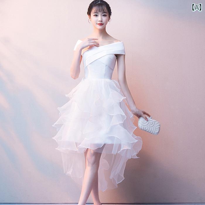 ドレス レディース イブニングドレス レディース フェミニン ブライドメイド フレンチ ドレス レディース 誕生日 パーティー スリムフィット ワンショルダー エレガント ミモレ丈