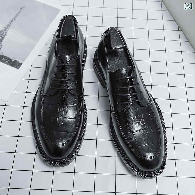 Men'S Shoes - メンズ レザーシューズ 紳士靴 秋 英国 ビジネス フォーマル カジュアル 結婚式 革靴 ワーク オフィス ビジネス ブラック ポインテッドトゥ