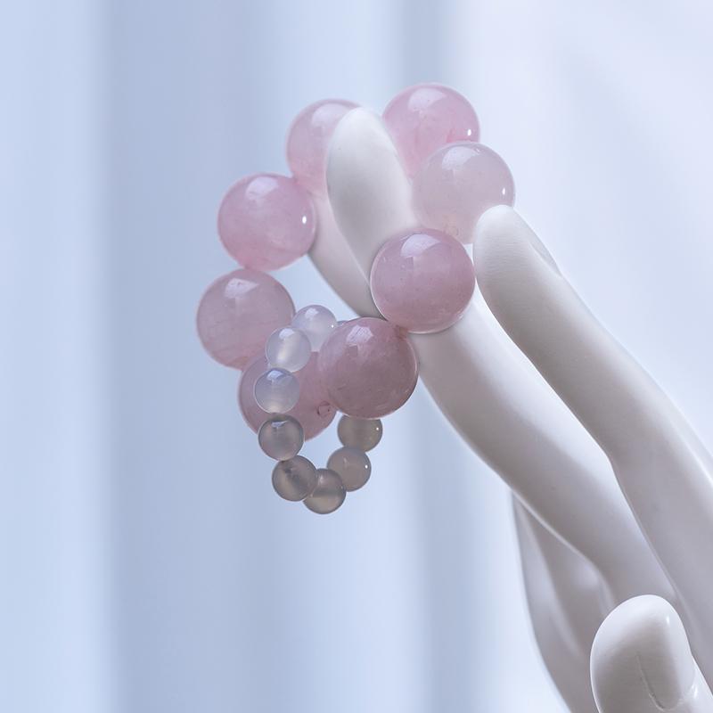指念珠 指輪 アクセサリー ピンク クォーツ 小さめ ハンドツイスト ソフト ブレスレット 指先 文化 タ..