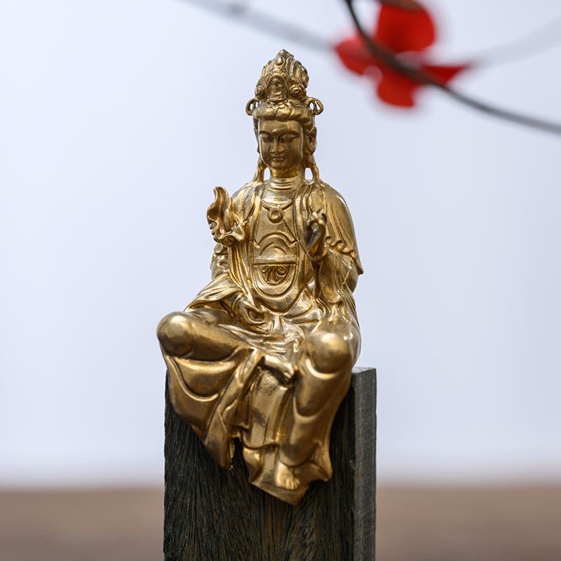 仏像 置物 インテリア 装飾品 レトロ 瞑想 菩薩像 装飾品 真鍮 ポータブル 仏 ミニ 小型 研究 ティース..