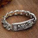 ブレスレット 個性 スター リング シルバーブレスレット 蛇口 エンボス 加工 メンズ 個性 ファッション タイ シルバー レトロ ドラゴンヘビー