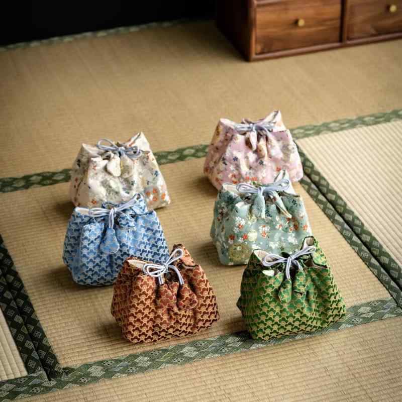 巾着袋 おしゃれ 中国 レトロ 精巧 花 ザクロ ワンポット 2カップ ポータブル 収納袋 ティーセット 旅..