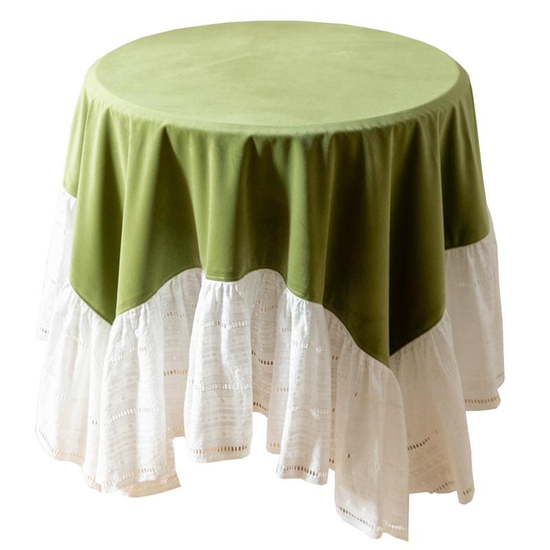 ラウンドテーブルクロス テーブルカバー ダイニングテーブルクロス プリーツ フリル アボカドカラー 起..